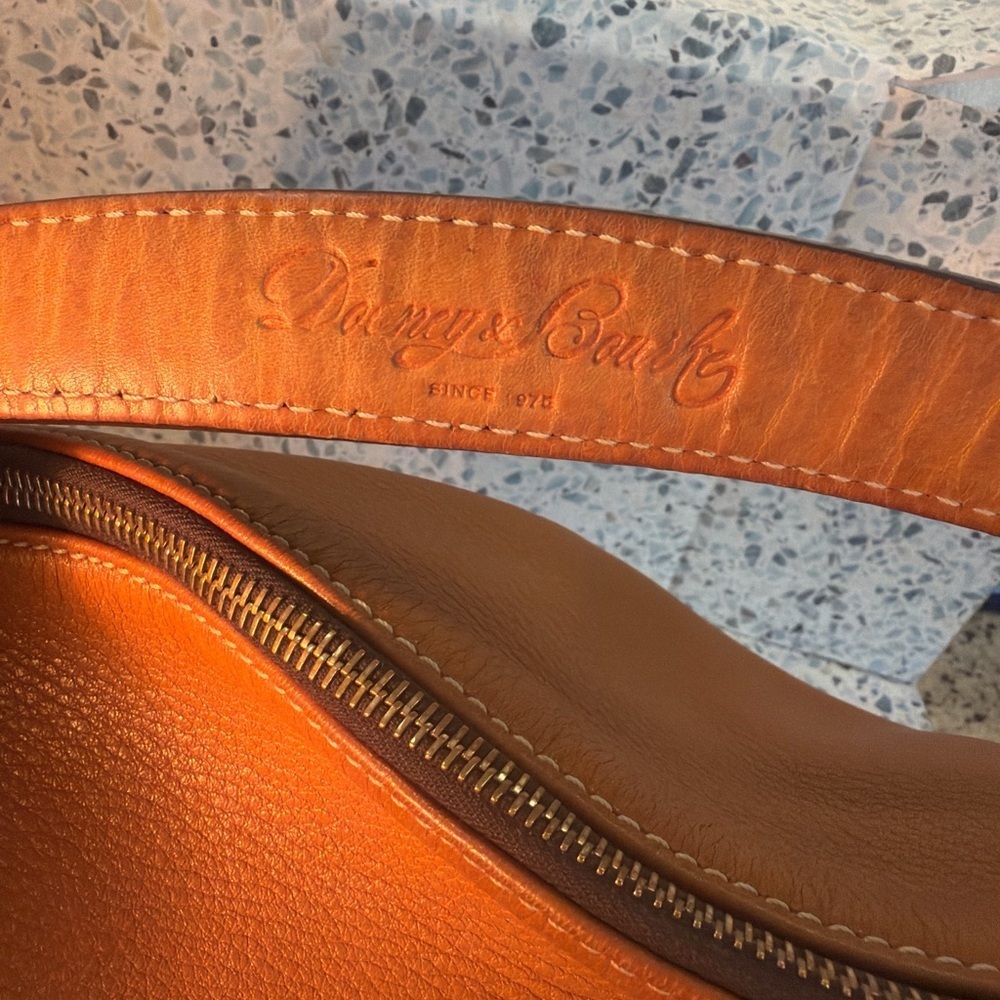 Dooney Bourke Florentine Leather Hobo Bag Brown Large Shoulder Bag - Picture 6 of 8